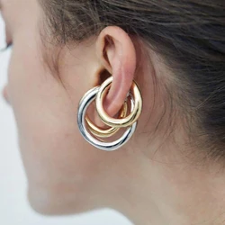 Peri'sBox Trendy Solid Cartilage Earrings Geometric Circle Ear Cuff Durable Purpose Simple Clip Earrings Without Piercing
