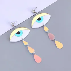 Fashion Big Eyes Acrylic Long Earrings for Women Girl Long Tassel Tears Colorful Dangle Earrings Fashion NightClub Party Jewelry