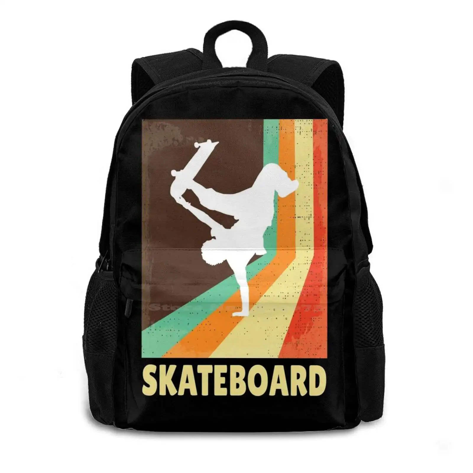 Vintage Skateboard Paint Stripe Gift Skateboarding Hand Grab Trick 3d Print Design Backpack Casual Bag Skateboard