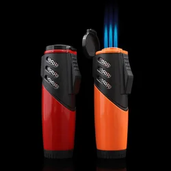 Unusual Metal Triple Torch Lighter 1300C Smoking Accessories Butane Gas Jet Survival Lighters Cigar Lighter Gadgets For Men