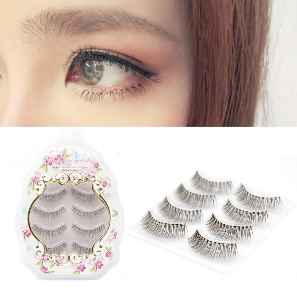 4Pairs/Box  3D Makeup Air Eyelashes Set Long Natural Daily False Eyelashes Japanese Style Eyelash Extension for Makeup