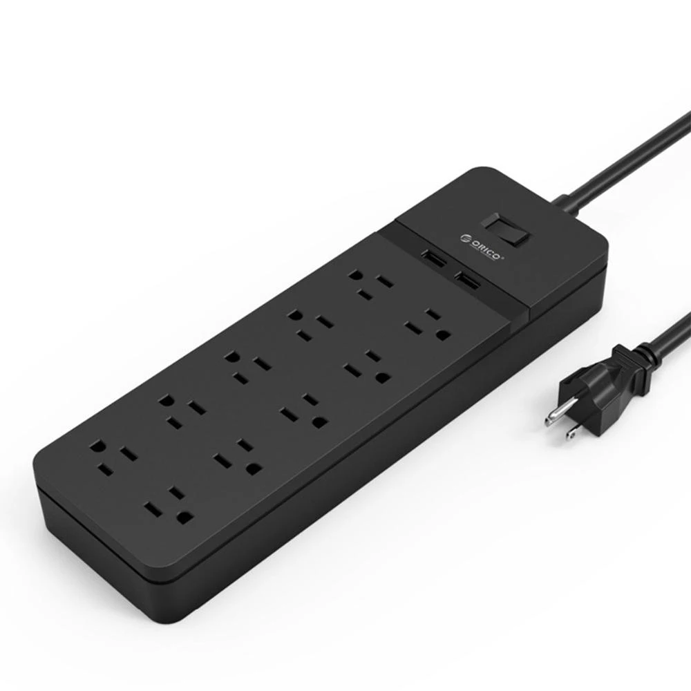 ORICO 8AC Outlets 2 USB Ports US Plug Electrical Socket Extension Power Strip For Office  Surge Protector