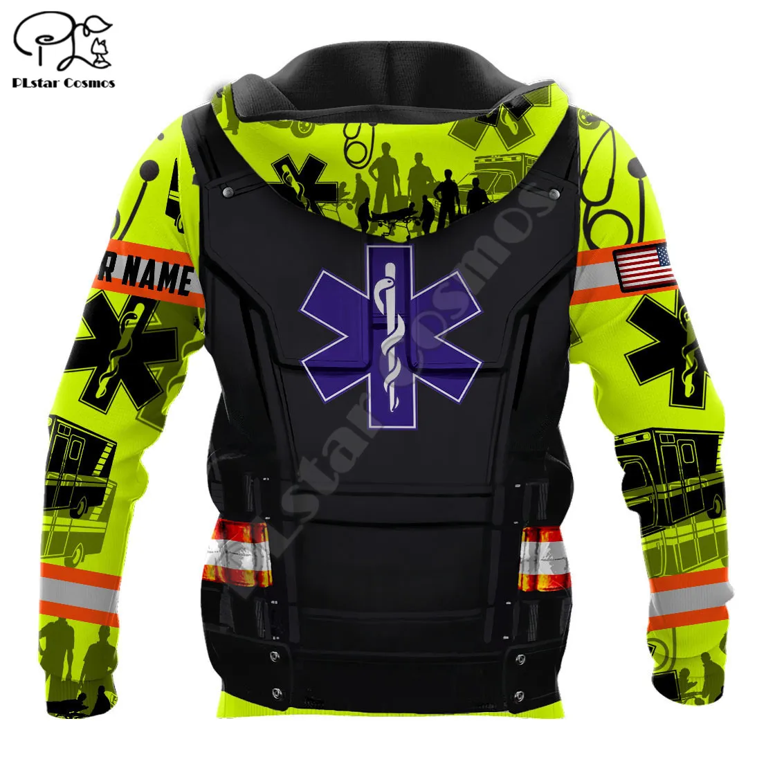 PLstar Cosmos EMS Emergency Medical Service 3D Printed Hoodies Sweatshirts Zip Hooded For Men/Women Casual Streetwear Style-E08