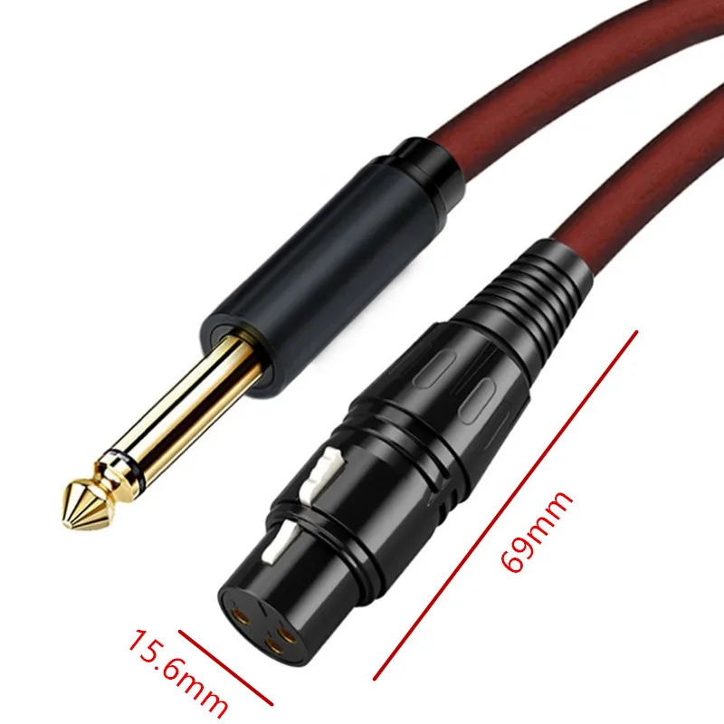 Kabel Audio Canon XLR żeńskie do 6.35mm wtyczka Jack męskie złącze pozłacane do instrumentu gitara basowa Microhone 1m2m3m5m