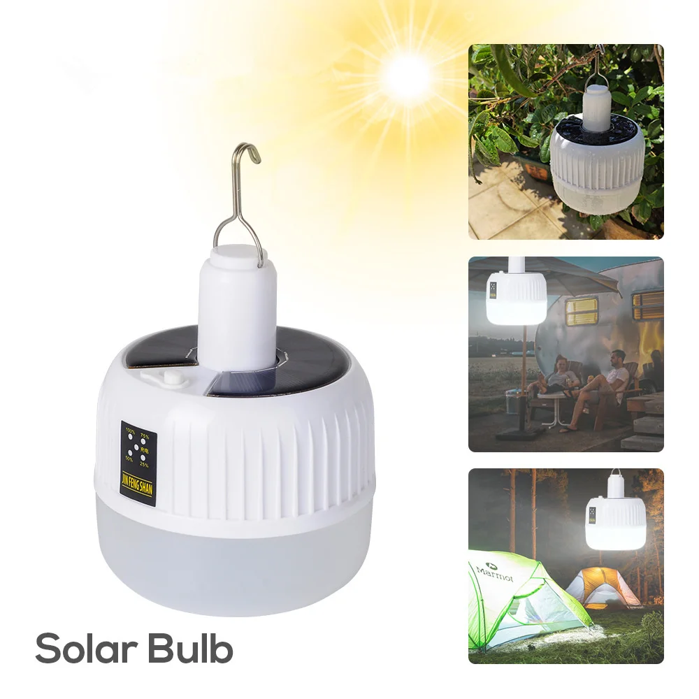 30/50W bulb LED solar light outdoor travel camping bulb waterproof light garden decoration rechargeable battery indicator light