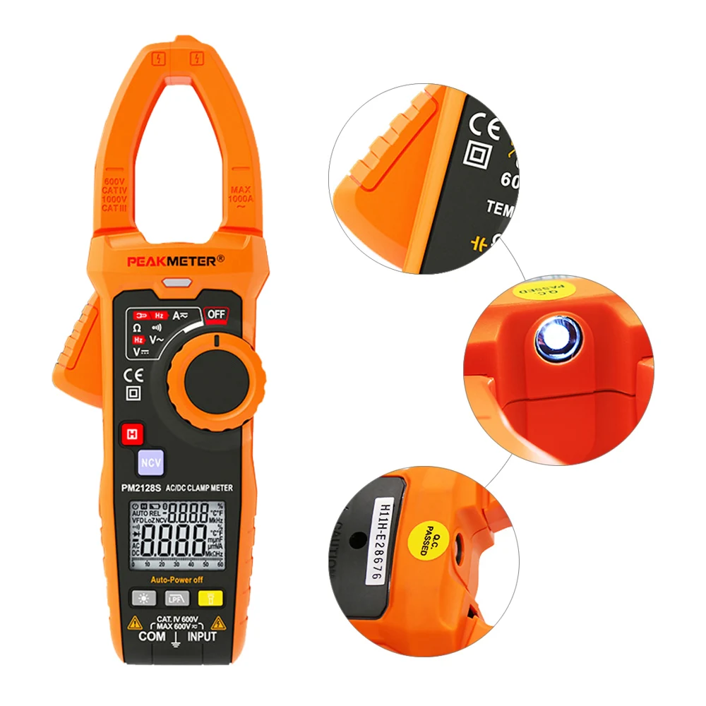 PEAKMETER PM2128/PM2128S Digital clamp meter AC/ DC Voltage Resistance Capacitance Frequency Low Pass Filter Current Clamp meter