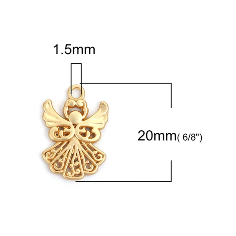 DoreenBeads Fashion Zinc Based Alloy Charms Angel Matt Gold Matt Silver Color Hollow Charms Jewelry DIY Findings,1 Pack