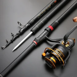 Carbon telescopic spinning carp fishing rod 1.8-3.6m sea rod M powerful throw feeder lure rod casting pole