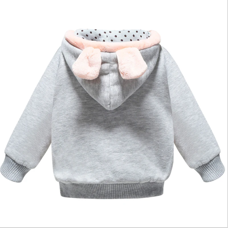 Children Clothing Cartoon Rabbit Fleece Outerwear Girl Fashion Wear Hooded Jacket Winter Coat Infantil Cotton Hoodie2-6Years