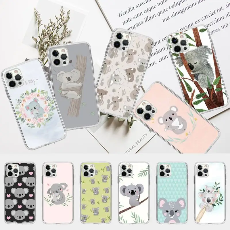 cartoon watercolor painting animal koala Phone Case for iPhone 13 12 mini 11 pro Xs max Xr X 8 7 6 6s Plus 5s cover