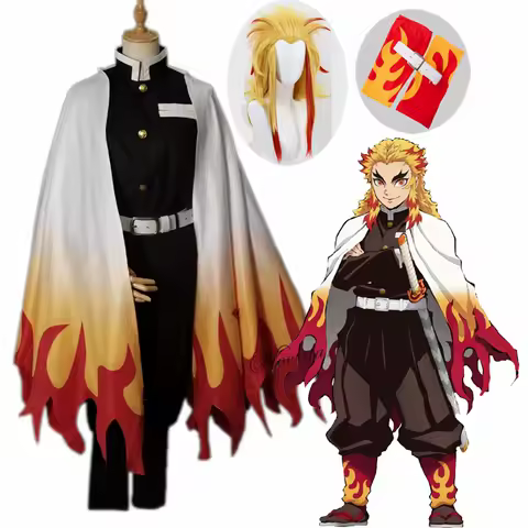 Rengoku Kyoujurou Cosplay Anime Cosplay Costume Uniform Kimono Women Men Party Halloween Costume Wig