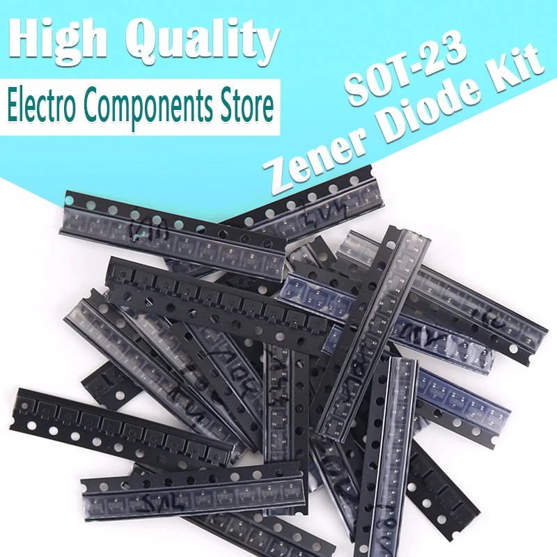 Kit Transistor regolatore SMD 200Pcs SOT-23 Kit diodo Zener 3V 3V3 3V9 4V7 5V1 5V6 6V8 7V5 8V2 10 12 15 16 18 20 22 24 27 30 33V