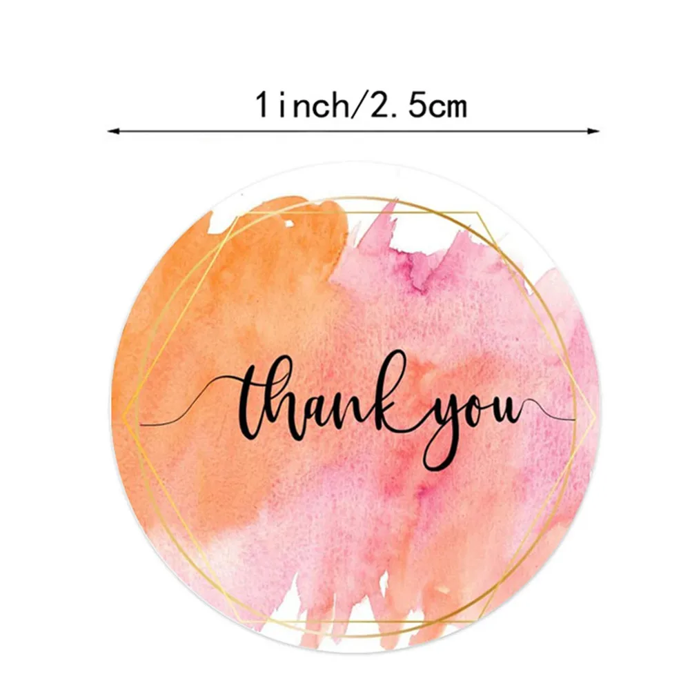 100-500 Pcs Thank You Stickers Cute Pink Gold Labels For Small Business Or Wedding Gift Decor Sticker Stationery Supplies