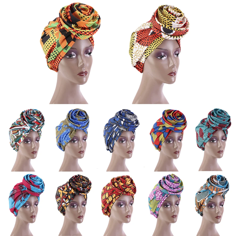 

Ethnic Printed Big Flower Headscarf Bonnet Women Turban Hat Turbante Femme Musulman India Hat Islamic Head Wrap Turban Fashion