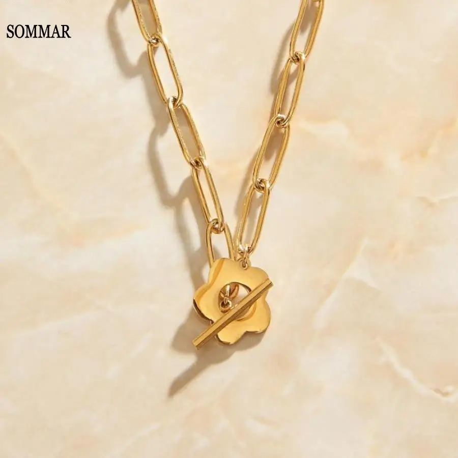 SOMMAR Fashion New Brand Design Luxurio Gold color Lady necklaces & pendants Flowers tattoo choker Costume Jewellery