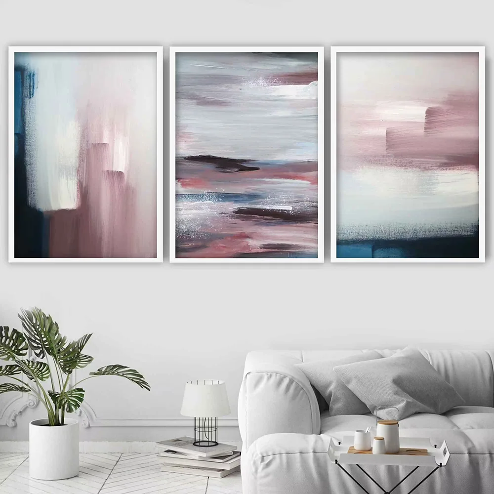 

Abstract Navy & Blush Pink Art Prints Canvas Painting Abstract Posters Prints Wall Art Pictures for Living Room Home Decoration