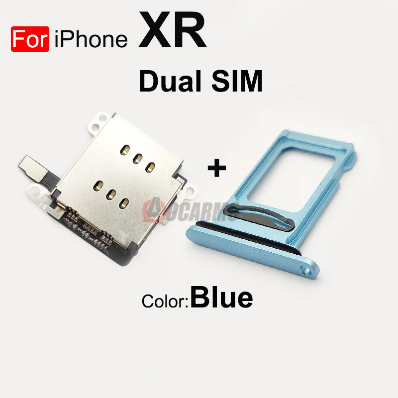 Aocarmo 1Set For iPhone XR Dual SIM Card Reader Flex Cable + sim Card tray Holder Slot Adapter Repair Part