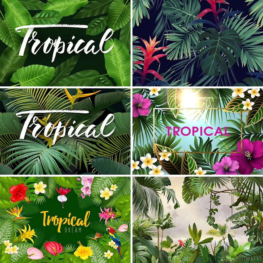 Tropical Jungle Forest Summer Green Palms Leaves Photography Background Newborn Baby Shower Birthday Party Photo Studio Backdrop