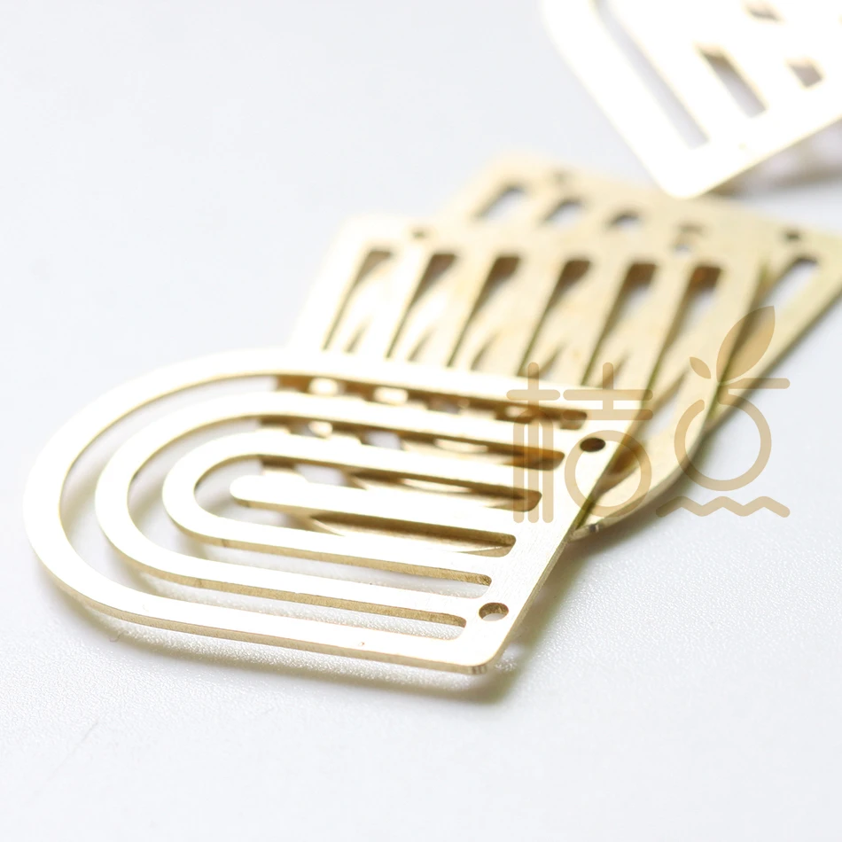 6 Pieces Laser Cut Solid Raw Brass Charm - U Shape 20x25mm (4511C)