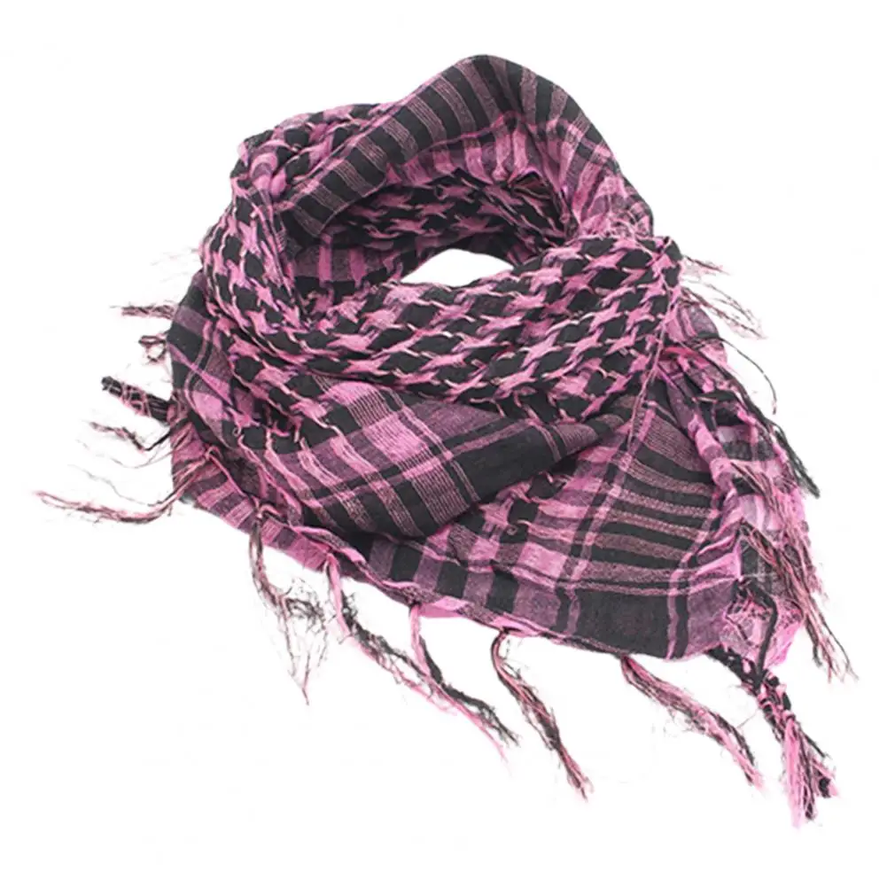 Foulard en coton unisexe pour hommes et femmes, écharpe légère à carreaux avec pampilles, style arabe du désert, Shemagh KeffIyeh, écharpe enveloppante Pashmina