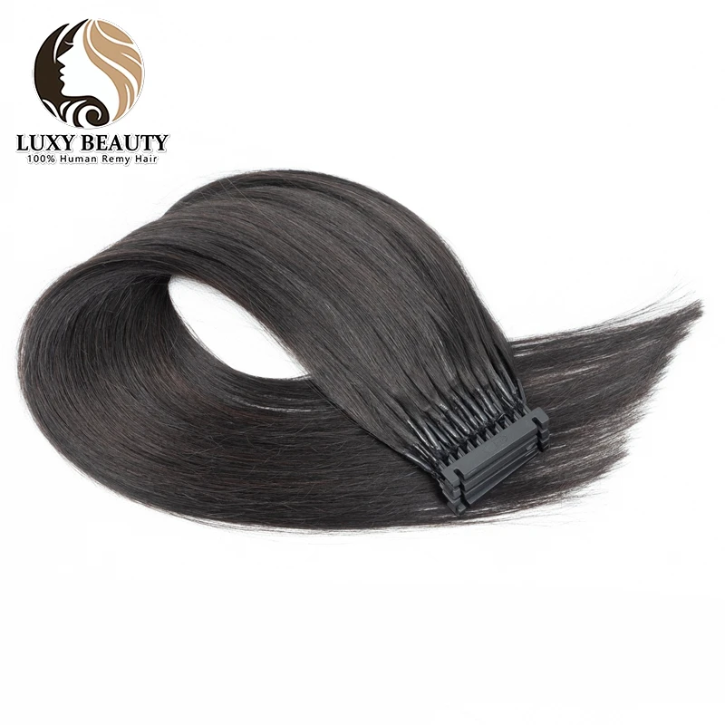 6D-1 Hair 100% Human Hair Virgin Hair Extensions Fast Install Straight Hair Extensions 6D 0.5g/strand 16 20 24 Inch #60 1B Brown