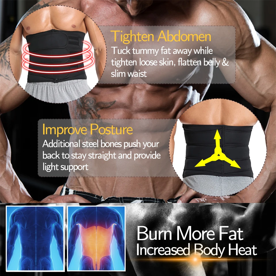 เอวเทรนเนอร์ Body Shaper Fitness เข็มขัดไขมัน Burning กีฬาเหงื่อ Trimmer ออกกำลังกาย Cincher Shapewear