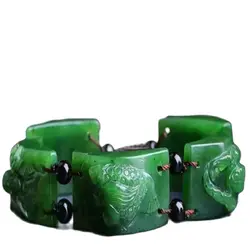 Green Jade Fine Carved Five poisonous insect Bracelets ,Spinach Green Jade Hand Pai chain