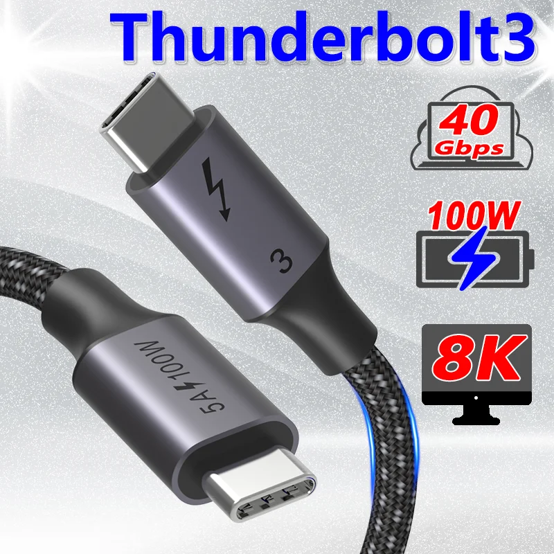 USB C Cable Thunderbolt 3 4 Fast Charging Type-c PD 100W 5A 40Gbps 90 degree For Macbook Pro Iphone Ipad Earphone Huawei Samsung