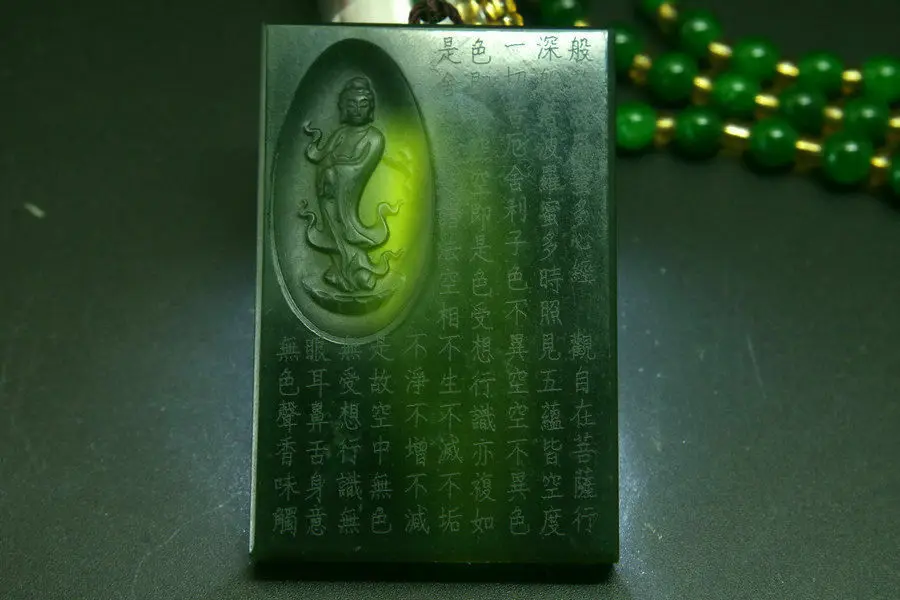 

100% Chinese natural green jade carved Jade brand jade pendant & free Necklaces