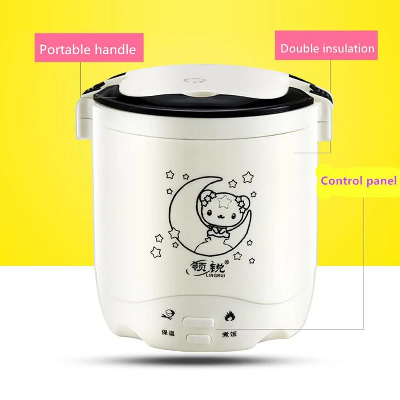 2L المحمولة موقد كهربائي صغير جهاز طهي الأرز الصغيرة مع باخرة الطبخ عصيدة مع الدفء وظيفة مكتب المنزلية