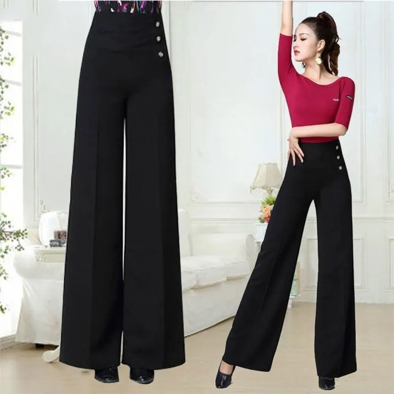 Summer Loose High Waist Women Trousers Casual Solid Color Chiffon Long Palazzo Pants Ladies Wide Leg Pants  2360