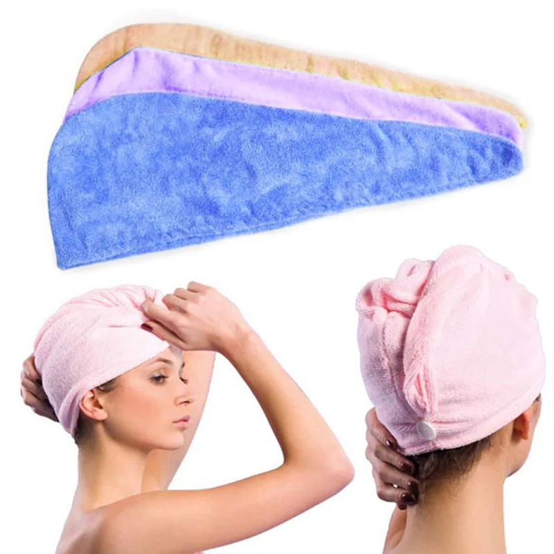 Towels Bathroom Hair Towel Womens Magic Hair Drying Hat Cap Salon Towels Quick Dry Bath Microfiber Fabric -46