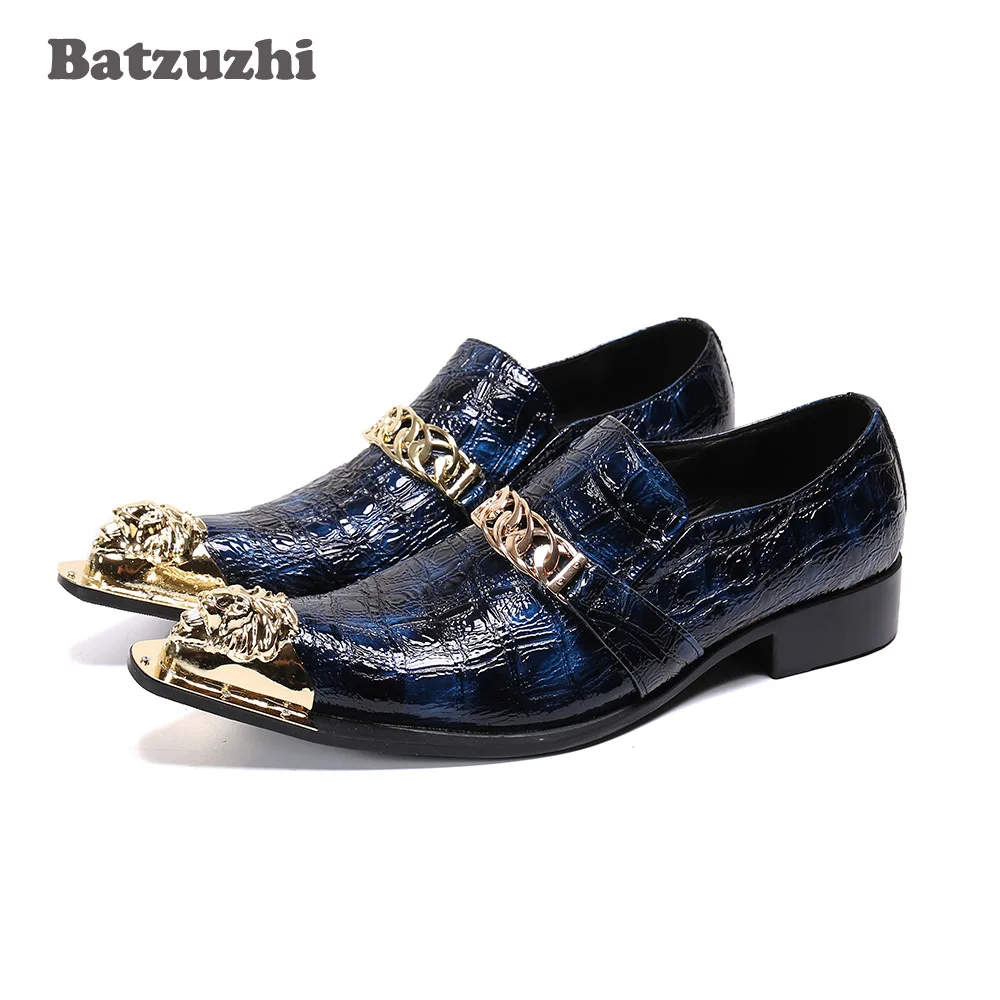 

Batzuzhi Western Luxury Men's Shoes Luxury Handmade Men's Genuine Leather Dress Shoes Men Formal Pointed Metal Tip Zapatos Hombr