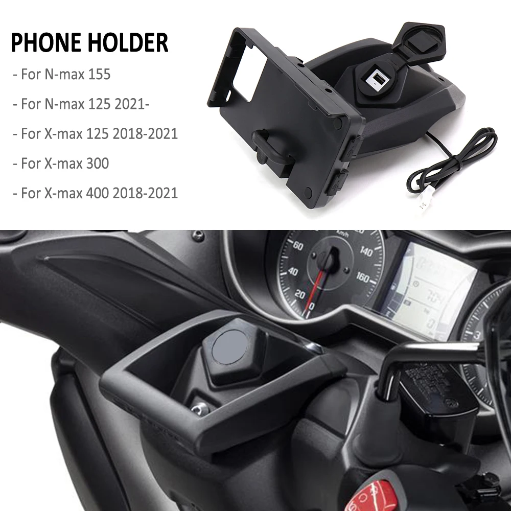 Phone GPS Navigation Bracket Wireless USB Charging Port Holder Mount FOR YAMAHA XMAX NMAX 125 X-MAX 300 N-MAX 155 Motorcycle