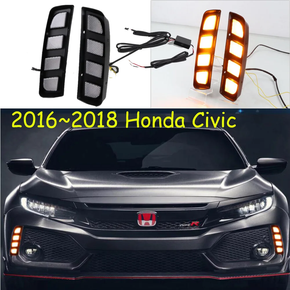 

car bumper headlight for Type R-Civic daytime light 2016~2018y DRL car accessories LED headlamp Honda-Civic fog light