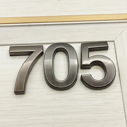5CM House Number Modern Door Plaque Number Sticker Hotel Door Address Digits Sticker Plate Sign ABS Plastic Label Gray Color 0-9