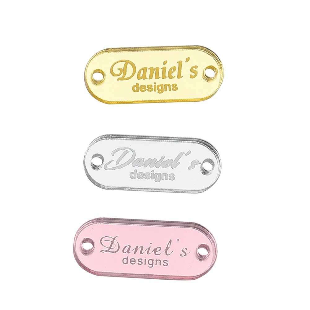 Personalized Engraved Acrylic Cloth Tags, Handmade Tags, Knitted Labels, Name Tags, Custom Design, 50Pcs