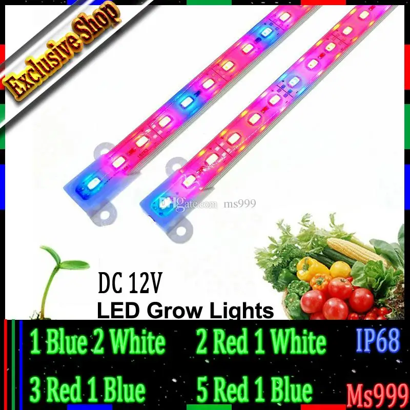 

50pcs/lot LED Grow Lights Lamp Tubes SMD5630 DC 12v 0.5M/9W Led Plant Blue Red White Aquarium Greenhouse Hydroponic Plant