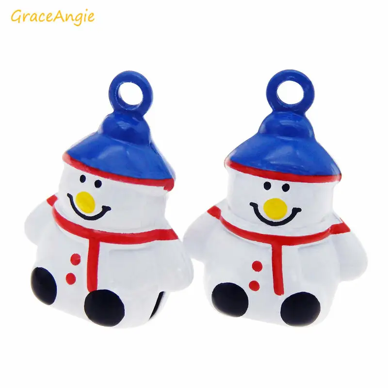 GraceAngie 5PCS Cute Snowman Shape Bells Pendant Bracelet Christmas Charms Party Handmade Jewelry Xmas Decoration Accessory