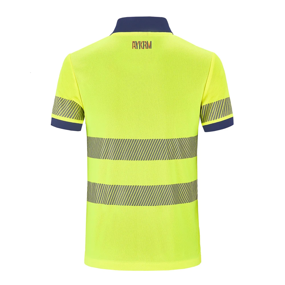 AYKRM Hi Vis Reflective T Shirt Safety For Construction Workwear High Visibility Polo Short Sleeve Quick Drying XS-6XL