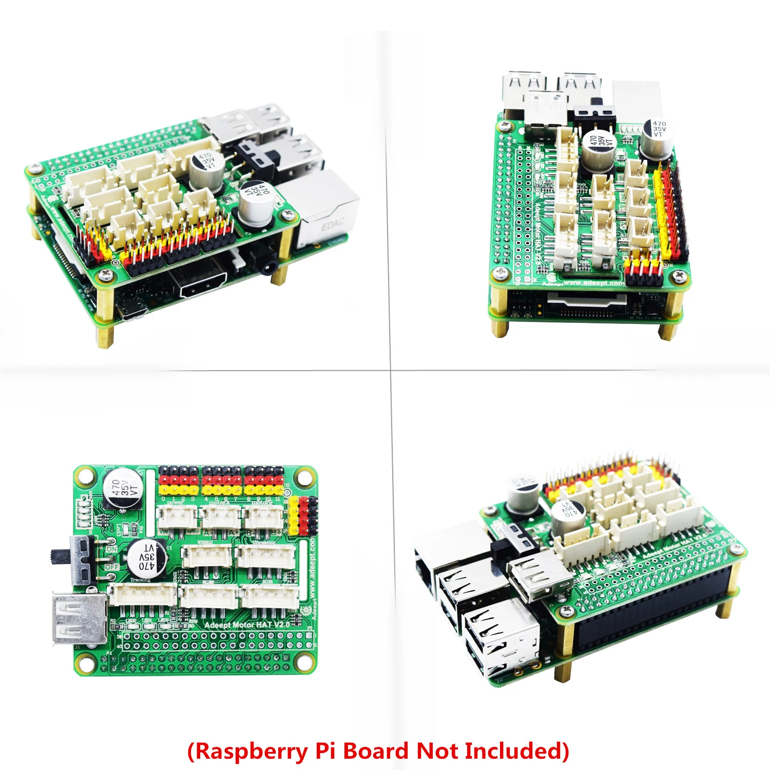 Adeept Raspberry Pi Motor HAT Kit, Smart Robot Car Driver, Robot Expansion Board Support Raspberry Pi 4 Model B, 3B+/3B/2B/B+