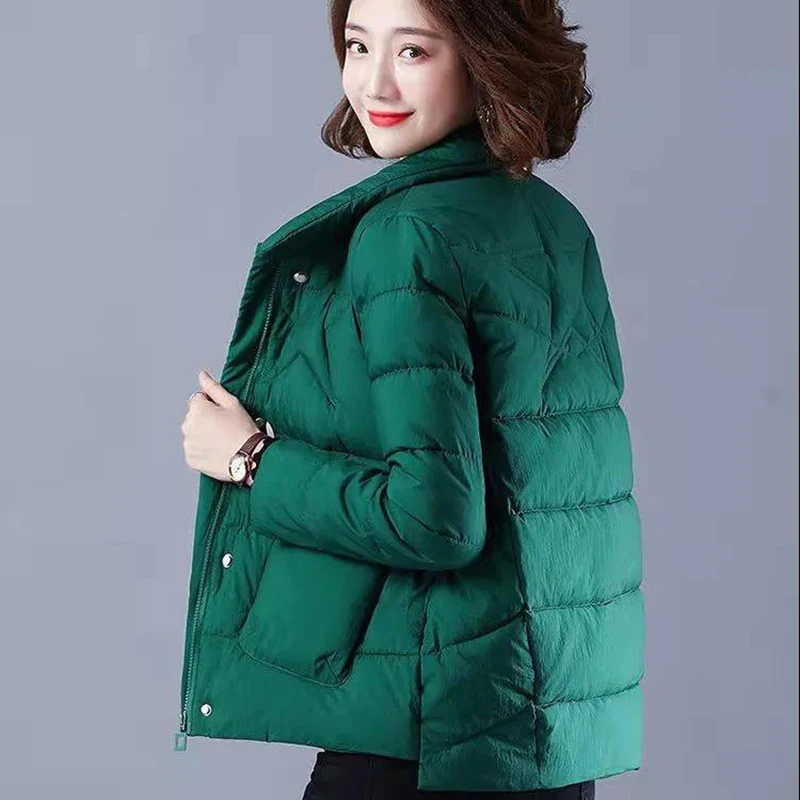 Women Cotton Jacket 2023 New Mother Loose Outerwear Casaco Feminino M-5XL Coat Elegant Black Green Red Padded Jackets Female