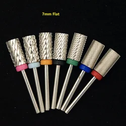 New Silver! Quality 6.6mm Big Round Flat Top barrel Original Tungsten steel Carbide Manicure Nail drill bit File Accessories