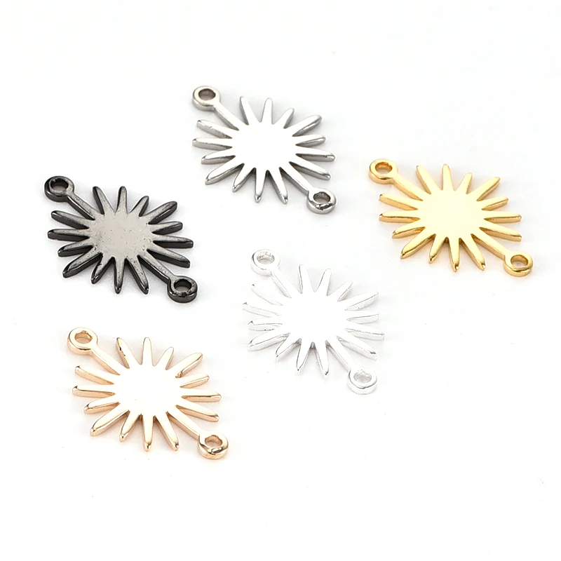 18 * 13.2mm Brass Double Hanging Glossy Sun Flower Small Sun Charm Pendant DIY Bracelet Necklace Accessories