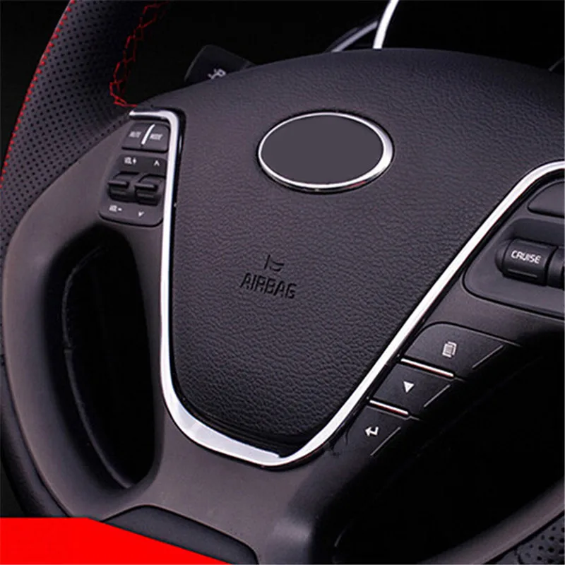 For KIA K2 RIO Sedan Hatchback 2011-2016 ABS Chrome Steering Wheel Decorative Sticker Cover Trim Car Stying