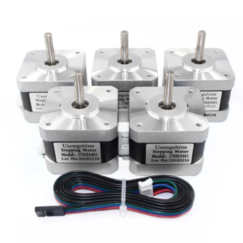 

5pcs 17HS3401 Nema 17 Stepper Motor 4-lead 42 motor 42BYGH 1.3A for CNC Laser 3D printer motors