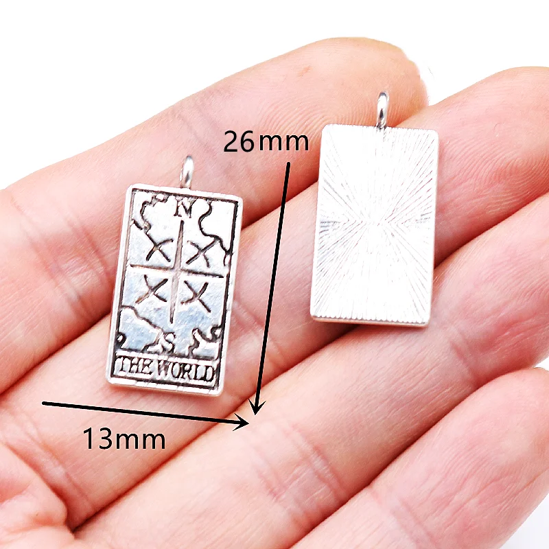15pcs Silver Plated Witch Divination Tarot Card Moon Sun World  Pendant  DIY Charm Bracelet Necklace Jewelry Crafts Making