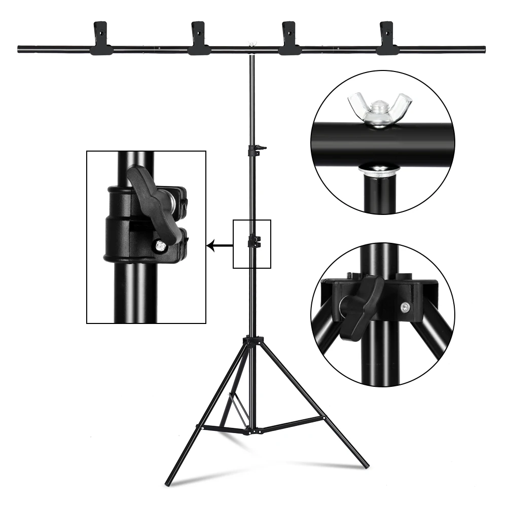 SH T-shaped Stand Backdrop Frame Aluminum Photography Photo Studio Green Background Support System for Video Chroma Key Screen