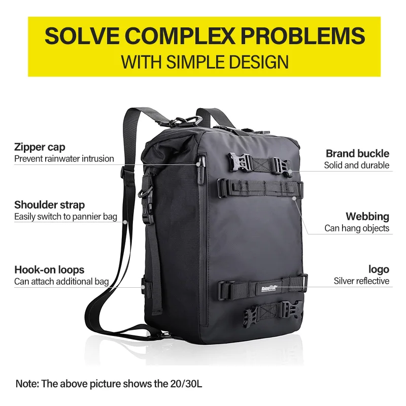 Motorcycle Waterproof Tail Bag Travel Outdoor Dry Luggage Pack Bag 10L 20L 30L Motorbike Luggage Backpack Motorcycle Seat Bags image 5
