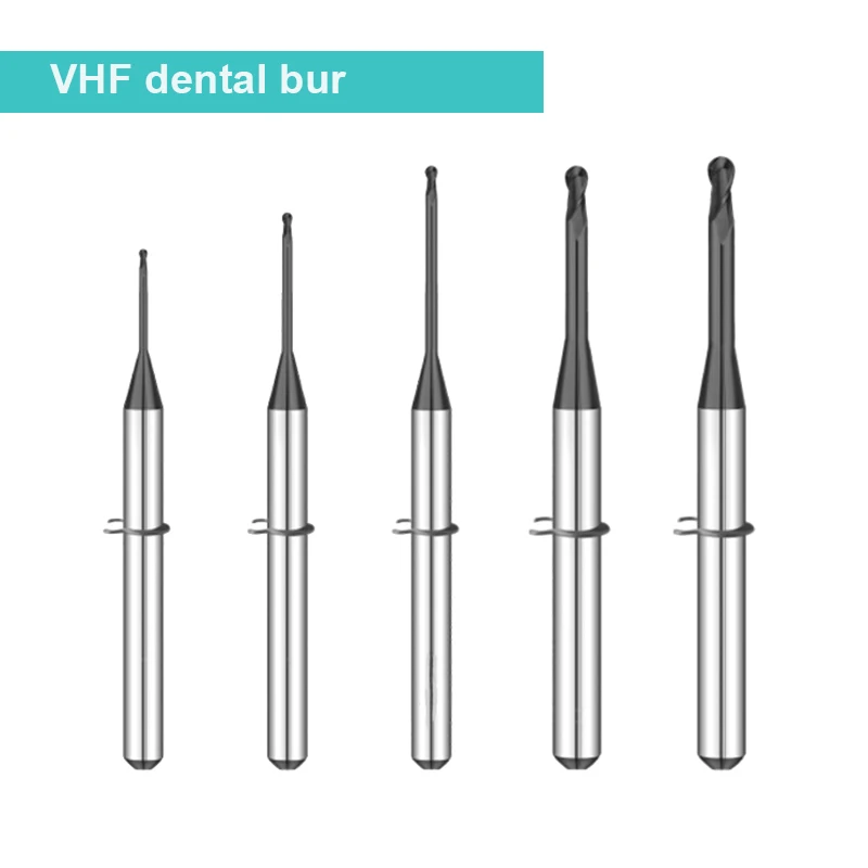 Green Cad Cam Milling Bur VHF K4/K5/ Machine 0.6mm/1.0mm/2.0m for Dental Zirconia Blocks PMMA WAX Blank